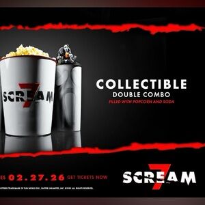 2026 OFFICIAL REGAL EXCLUSIVE Scream 7 Collectible Combo Cup/Popcorn bucket Set